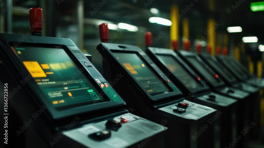 Poster a high-tech quality control station with automated defect detection.