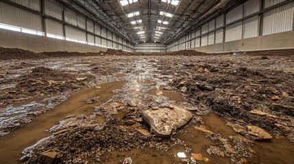 A large-scale composting facility converting organic waste into fertilizer.