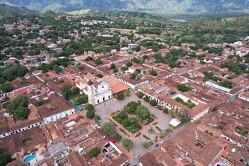 Fototapeta premium Santa Fe de Anquioquia Town, aerial view drone