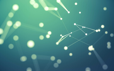 Abstract background. Molecules technology with polygonal shapes, connecting dots and lines. Connection structure. Big data visualization.