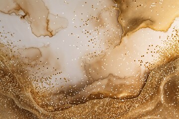 Naklejka premium Mystical Gold Watercolor Background with Glitter Pattern and Soft Texture