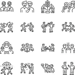 Bundle of Friendship Moments Linear Icons 

