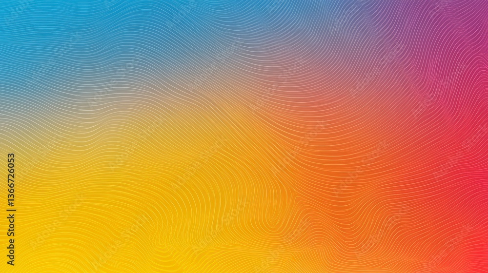 Poster vibrant abstract gradient background with flowing wave patterns showcasing colors from blue to yello