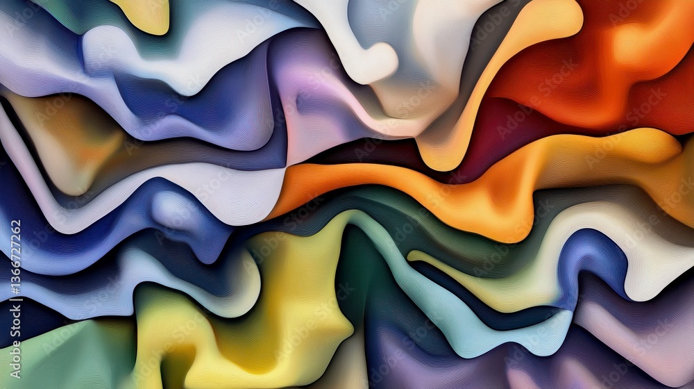 Poster vibrant abstract waves in fluid patterns showcasing a harmonious blend of colors and textures for ar