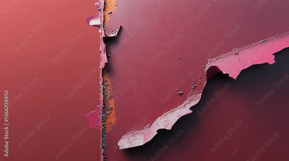 Poster peeling paint on a textured surface creating an abstract art piece full of depth and color variation