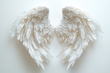 Feathered Angel Wings Isolated on Clean Background for Creative Design Use
