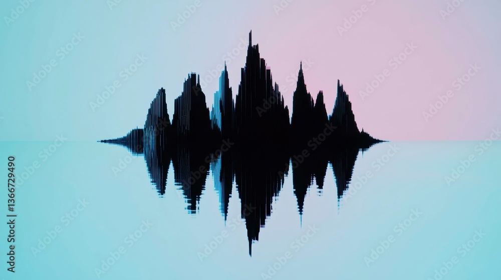 Poster abstract audio waveform visualization reflecting creativity and sound waves in a serene pastel color
