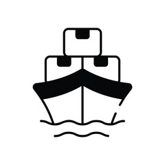 Cargo Ship vector icon stock illustration