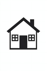 A simple house icon, filled in black, with a white background