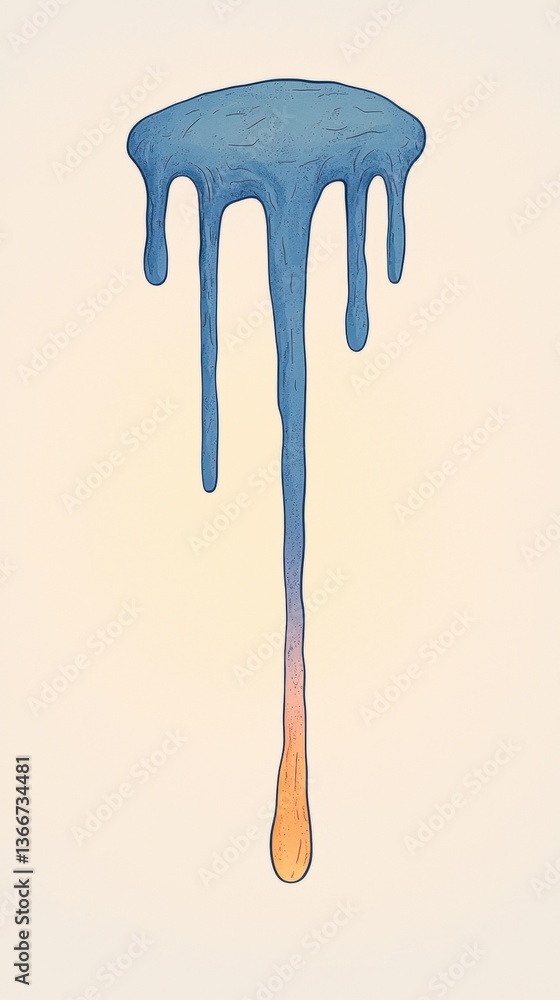 Poster abstract artwork featuring blue and orange dripping paint on a light background, creating a visually