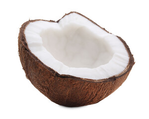 Half of cracked coconut isolated on white