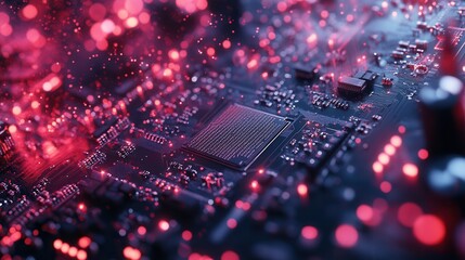 Obraz premium Circuit board. Technology background. Central Computer Processors CPU concept. Motherboard digital chip.