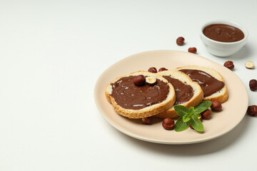 Bread with chocolate paste - tasty breakfast food