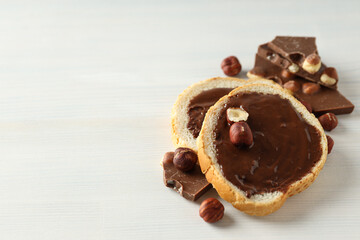 Bread with chocolate paste - tasty breakfast food