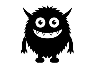 Fototapeta premium Funny Furry Blue Monster Cartoon Vector Illustration with White Background – Cute and Playful Design, Funny furry blue monster vector illustration, perfect for cartoons, clipart, and playful designs