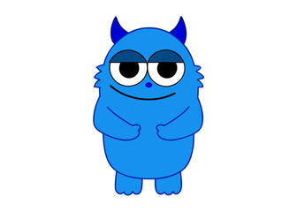 Obraz premium Funny Furry Blue Monster Cartoon Vector Illustration with White Background – Cute and Playful Design, Funny furry blue monster vector illustration, perfect for cartoons, clipart, and playful designs