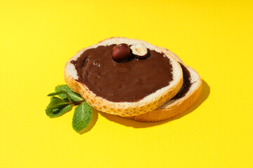 Bread with chocolate paste - tasty breakfast food