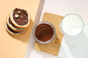 Bread with chocolate paste - tasty breakfast food
