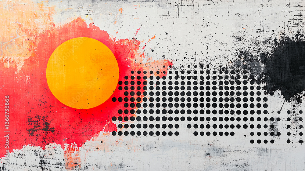 Poster abstract painted surface with splashes and dots