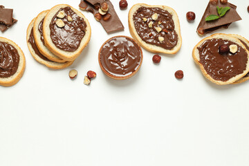 Bread with chocolate paste - tasty breakfast or morning food