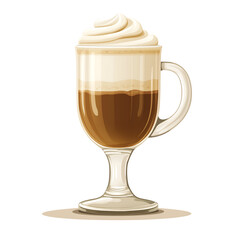 Delicious Hot Coffee Latte with Whipped Cream in Stylish Glass - Indulgent Beverage for Coffee Lovers, Perfect for a Cozy Morning Routine