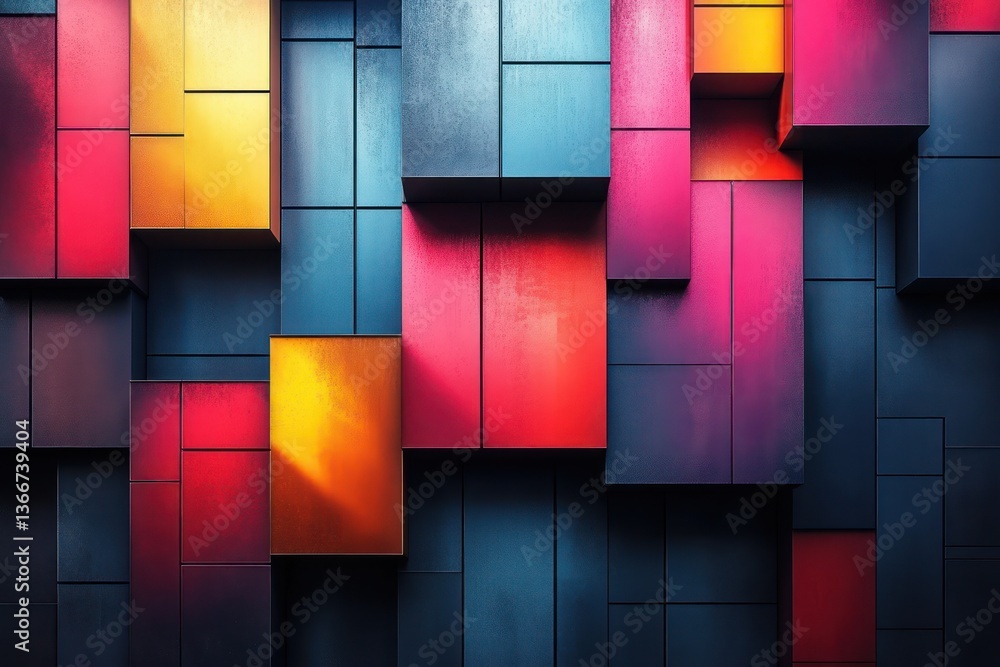 Poster geometric gradient blocks arranged in a striking yet minimalist layout