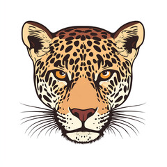 Obraz premium Leopard Animal Head Illustration: Detailed Wildlife Portrait of Big Cat with Patterned Fur