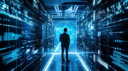 A blockchain engineer designing AI powered decentralized data storage solutions for NFT platforms, futuristic crypto lab with real-time storage analytics, High-tech style