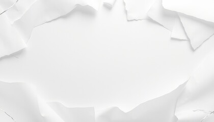 Clean White Torn Paper Frame Background Template, Minimalist Empty Border Digital Banner Design