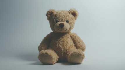 Obraz premium Sweet teddy bear sitting on a white background.