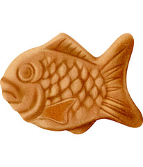 golden brown fish shaped cookie with textured surface, perfect for snacks or desserts. Enjoy its delightful crunch and sweet flavor!