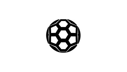 Obraz premium A soccer ball icon, black-filled, representing sports on a white background
