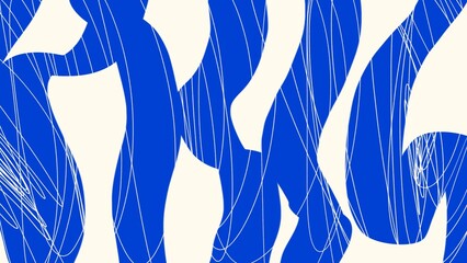 Fototapeta premium Abstract blue curves lines on white background. Наnd drawn