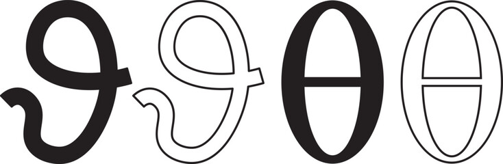 lowercase theta greek letters set