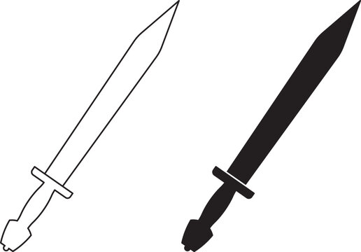 outline silhouette Xiphos sword icon set