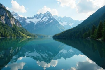 Majestic mountains reflected in the still waters, lakes, mountain