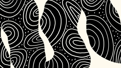 Abstract black curves lines on white background. Наnd drawn