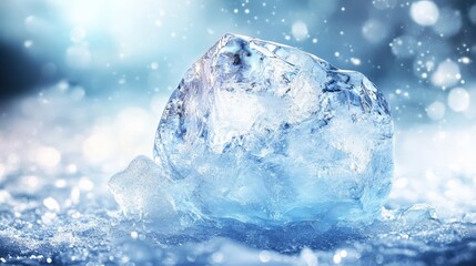 Obraz premium Crystalline Ice Chunk in Winter Scene