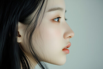 Fototapeta premium Beautiful young asain girl face portait ai generative ai