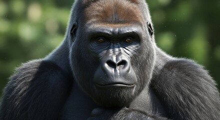 Portrait of a Majestic Gorilla Looking Forward in Its Natural Habitat