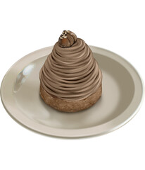 delicious chocolate dessert on plate, featuring rich, creamy texture and topped with decorative swirl. Perfect for sweet lovers!