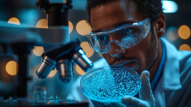Scientist Examining Genetically Modified Bacteria &ndash; Biotechnology Research