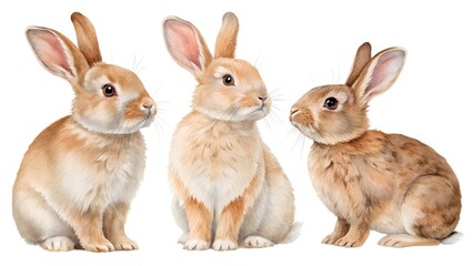 Obraz premium Tree rabbits on white background.