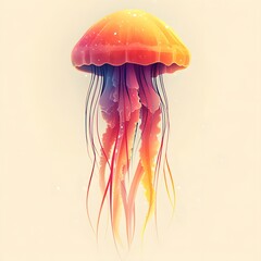 Fototapeta premium there is a jellyfish floating in the water with a yellow background