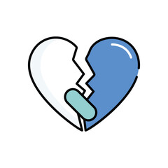 Broken Heart vector icon stock illustration