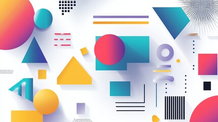 Abstract Geometric Shapes Design with Vibrant Colors and Modern Aesthetic
