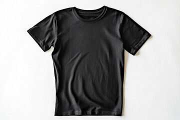 Classic black T-shirt displayed on pure white background for review