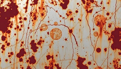 Abstract art showcase red stains textured surface contemporary gallery vibrant atmosphere close-up view artistic concept