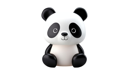 A cartoon panda toy sitting against a black background