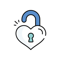 Love Unlocked vector icon stock illustration
